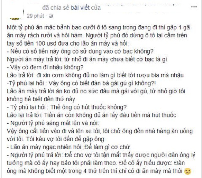 Muốn tìm đàn ông “bốn không” lý tưởng - không hút thuốc, nhậu nhẹt, cờ bạc, gái gú? Mời các chị đi tìm ăn mày! - Ảnh 2.