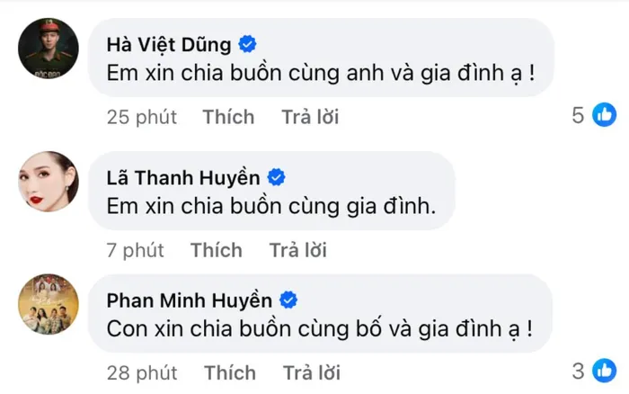 Huyền Lizzie, Hà Việt Dũng... cùng nhiều sao Việt gửi lời chia buồn đến NSƯT Hoàng Hải.