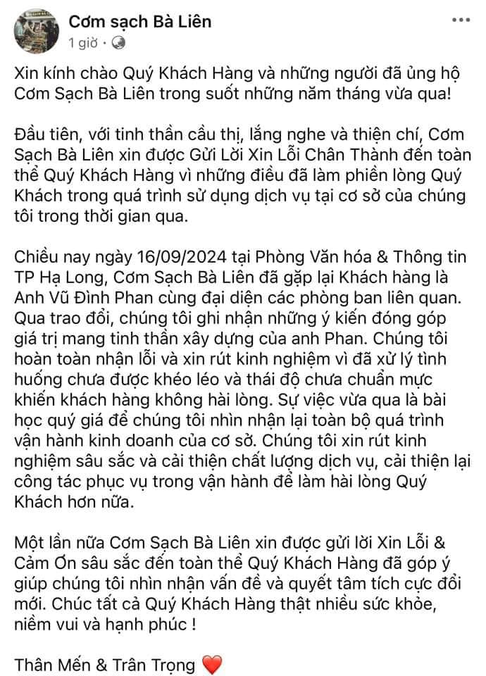 Quán cơm sạch bà Liên bị tẩy chay ở Quảng Ninh nói gì sau khi làm việc với chính quyền Hạ Long ?- Ảnh 1.