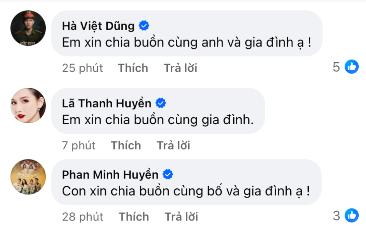 NSƯT Hoàng Hải báo tin tang sự, Huyền Lizzie và dàn sao gửi lời chia buồn Ảnh 3