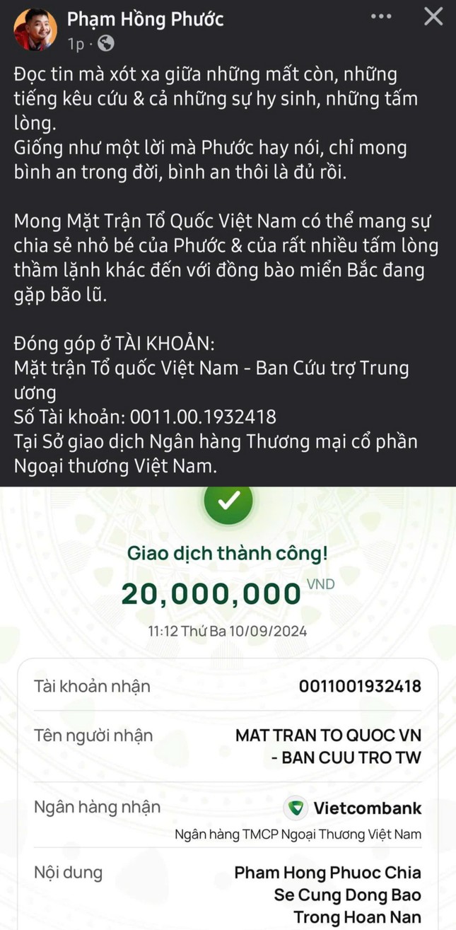 Các nghệ sĩ tích cực ủng hộ khắc phục hậu quả bão lũ cùng người dân miền Bắc ảnh 23