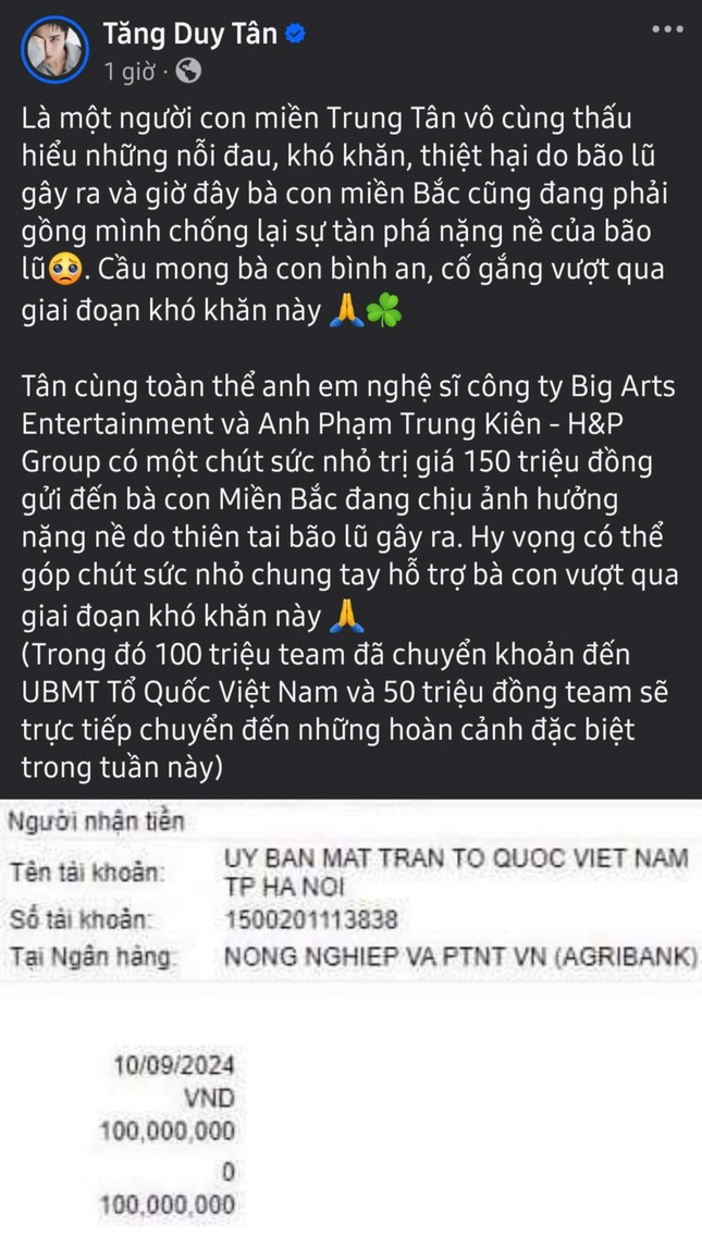 Các nghệ sĩ tích cực ủng hộ khắc phục hậu quả bão lũ cùng người dân miền Bắc ảnh 20