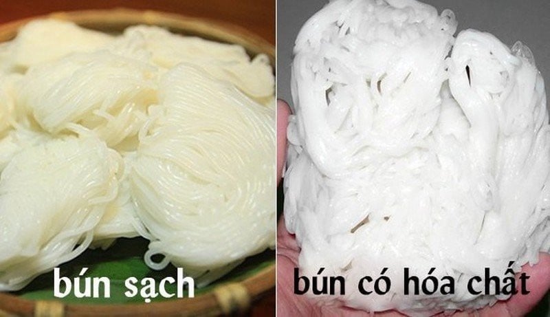 Phȃn biệt bún sạch và bún chứa ᵭầy hàn the